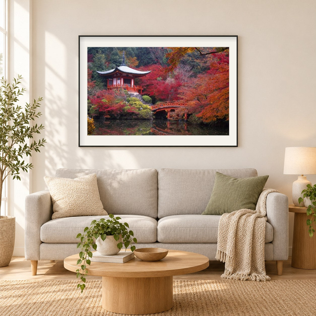 Daigo-ji Shingon buddhistischer Tempel als gerahmtes Diamond Painting im Wohnzimmer