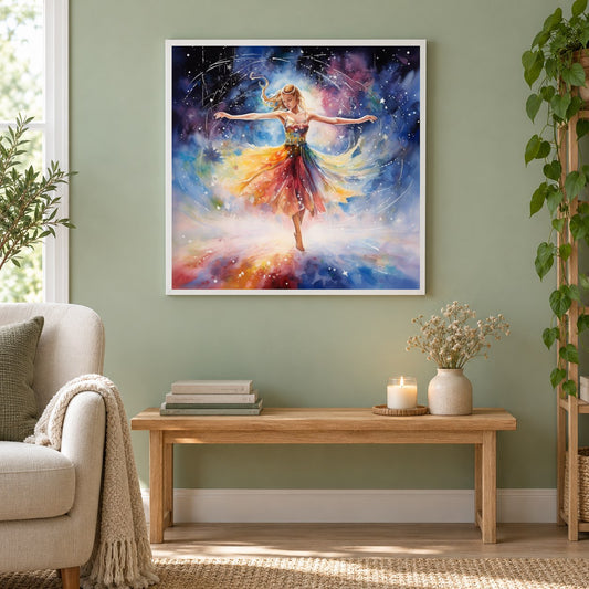 Dancing on My Toe als gerahmtes Diamond Painting im Wohnzimmer
