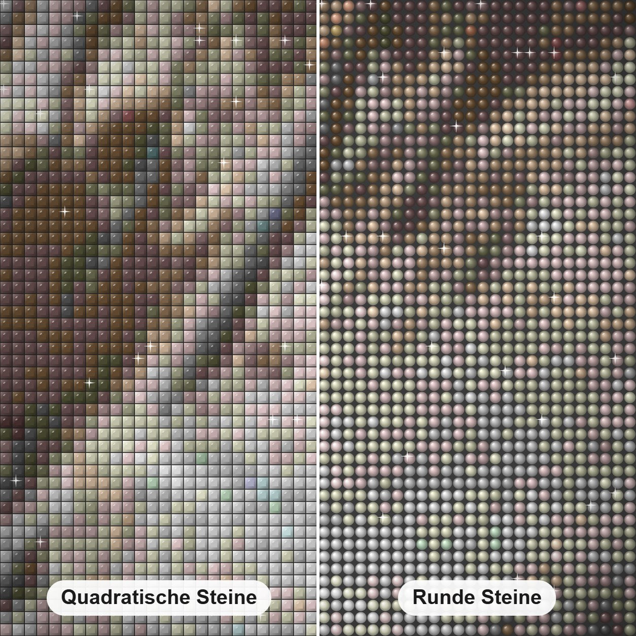Die geschichte Geschichte des Roten Planeten Diamond Painting Nahaufnahme mit quadratischen und runden Steinen