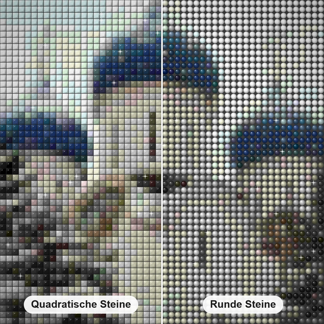 Die Heilige Dreifaltigkeit-St. Sergius Lavra Diamond Painting Nahaufnahme mit quadratischen und runden Steinen