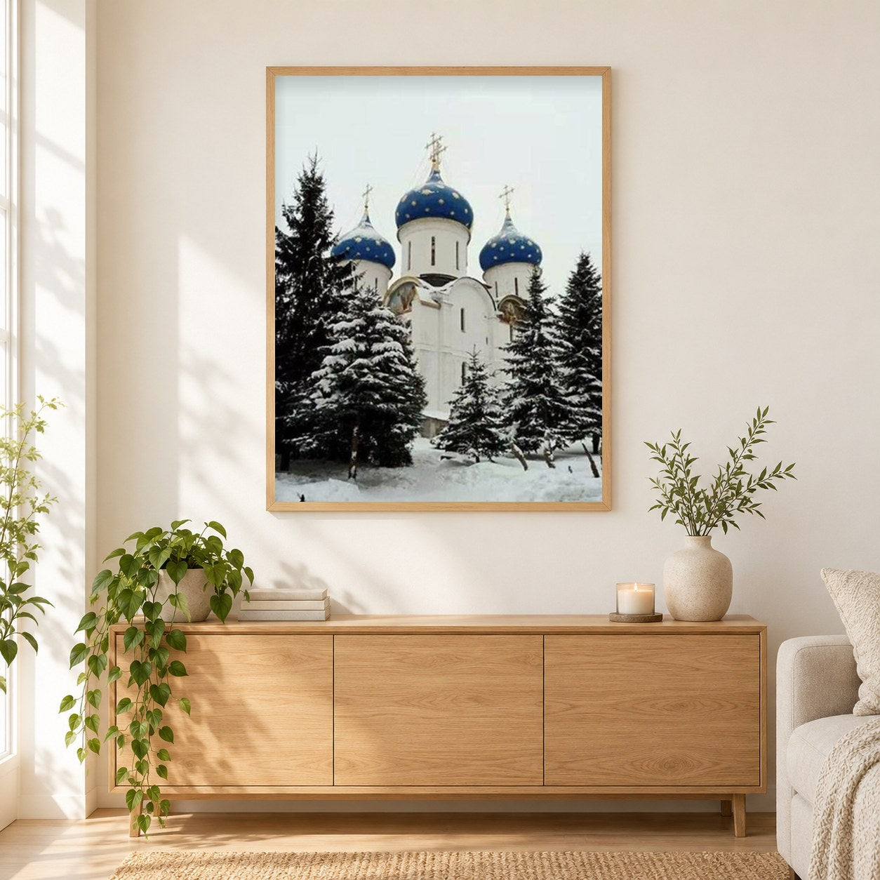 Die Heilige Dreifaltigkeit-St. Sergius Lavra als gerahmtes Diamond Painting im Wohnzimmer