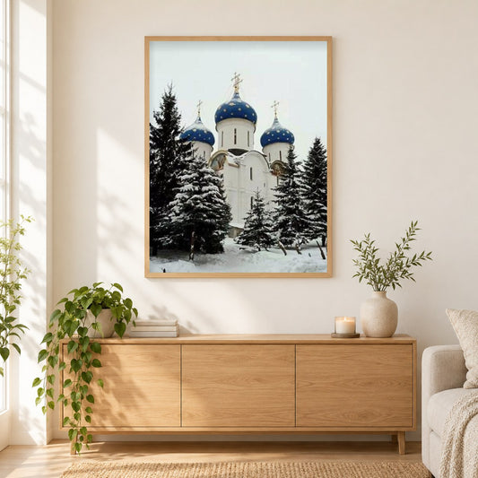 Die Heilige Dreifaltigkeit-St. Sergius Lavra als gerahmtes Diamond Painting im Wohnzimmer