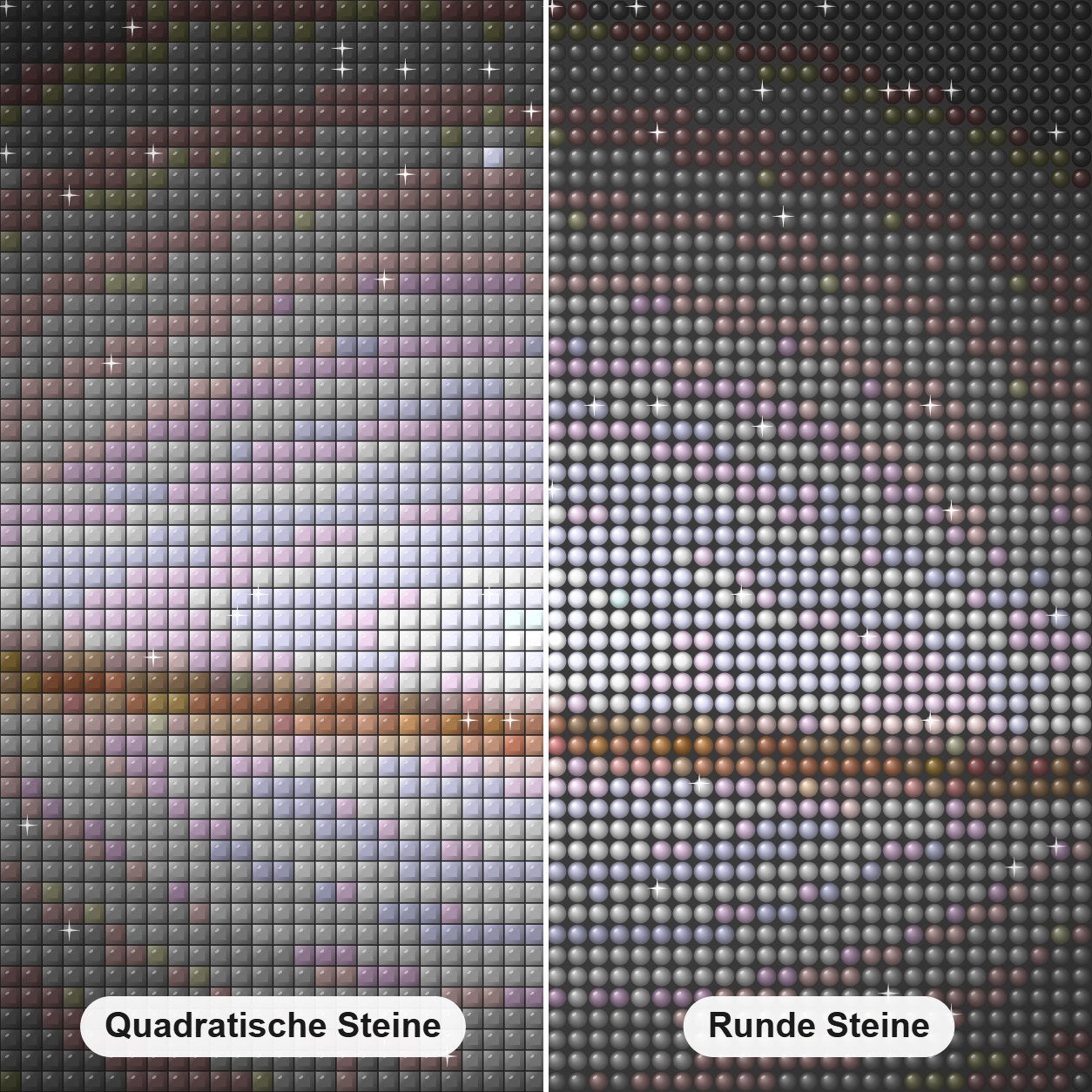 Die Sombrero-Galaxie Diamond Painting Nahaufnahme mit quadratischen und runden Steinen