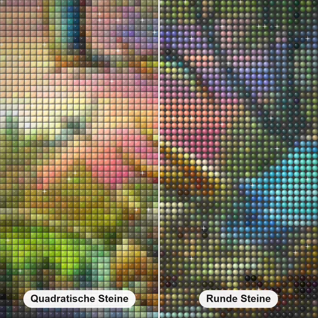 Dinosaurier Welt Diamond Painting Nahaufnahme mit quadratischen und runden Steinen