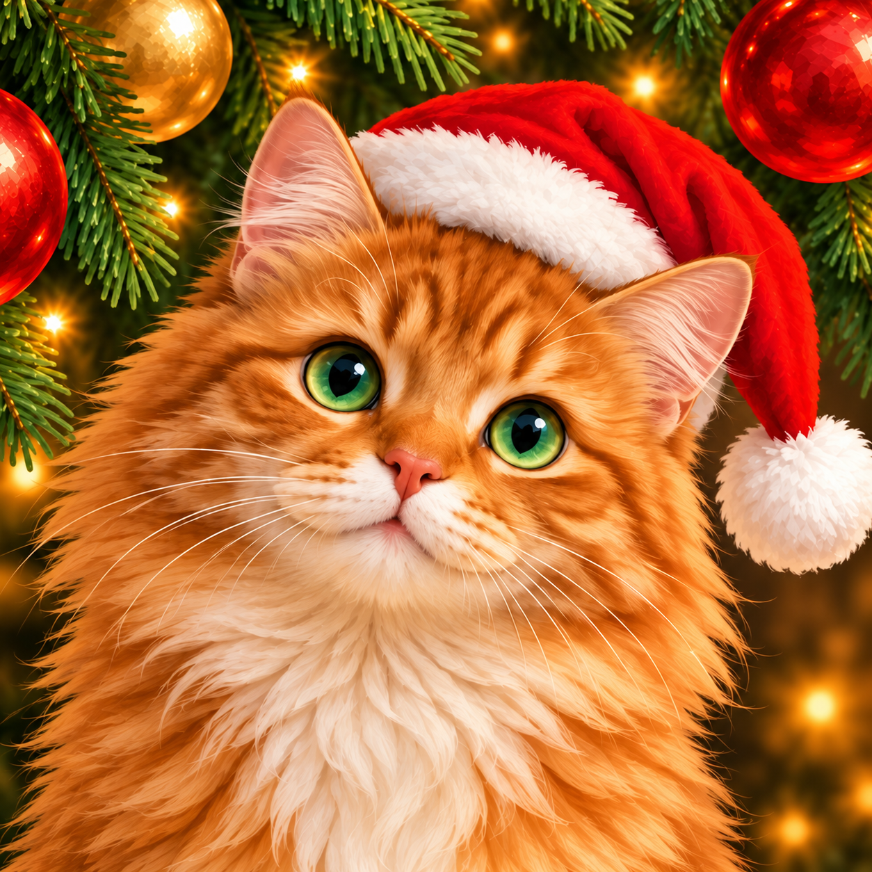 Detailansicht Diamond Painting Katze unterm Weihnachtsbaum