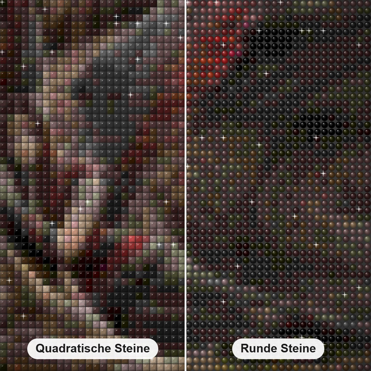 Drache & Königin Diamond Painting Nahaufnahme mit quadratischen und runden Steinen