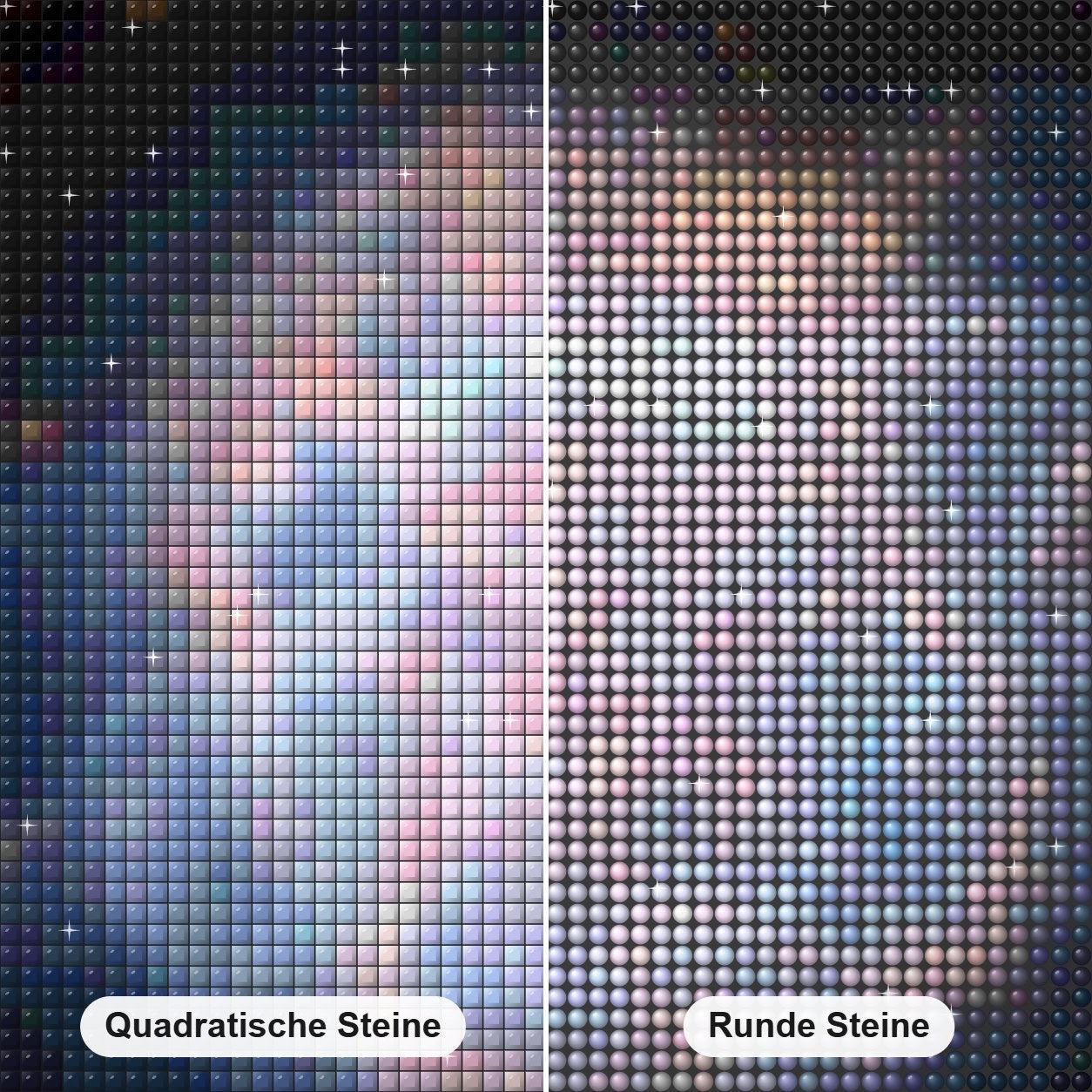 Ein durchdringendes himmlisches Auge starrt Hubble an Diamond Painting Nahaufnahme mit quadratischen und runden Steinen
