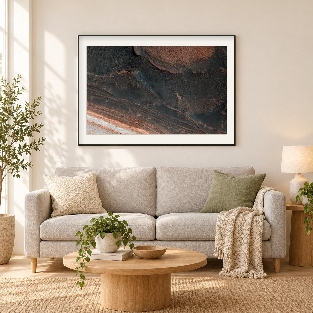 Eisblock Lawinenunglück als gerahmtes Diamond Painting im Wohnzimmer