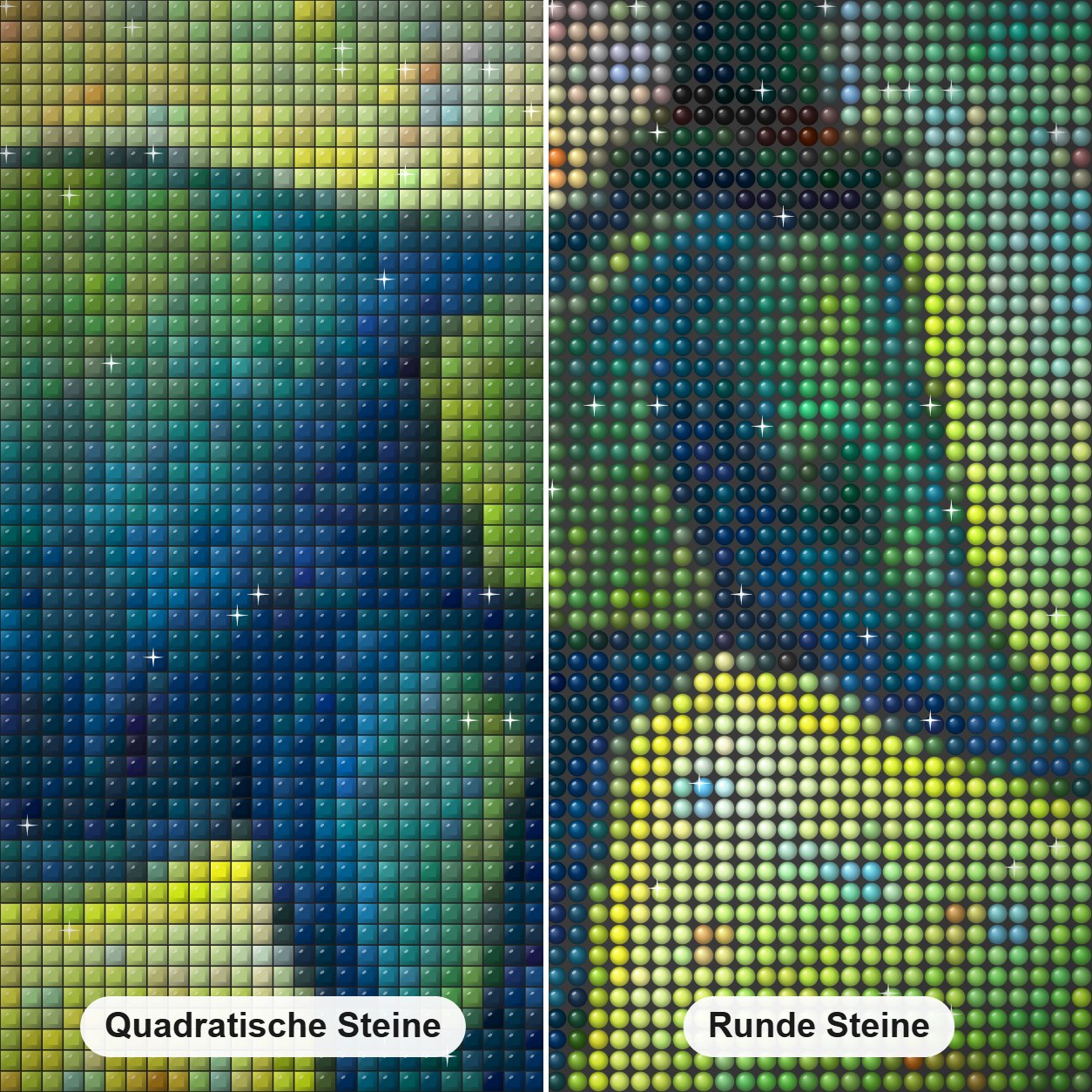 Elefant feiern Geburtstag Diamond Painting Nahaufnahme mit quadratischen und runden Steinen
