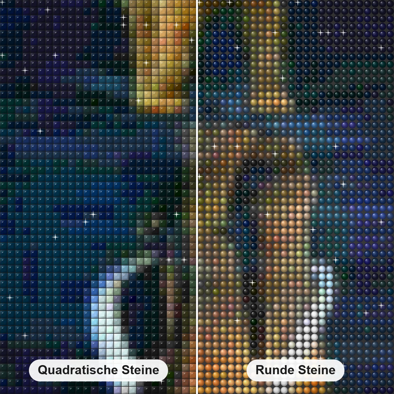 Elefantenbaby träum groß Diamond Painting Nahaufnahme mit quadratischen und runden Steinen