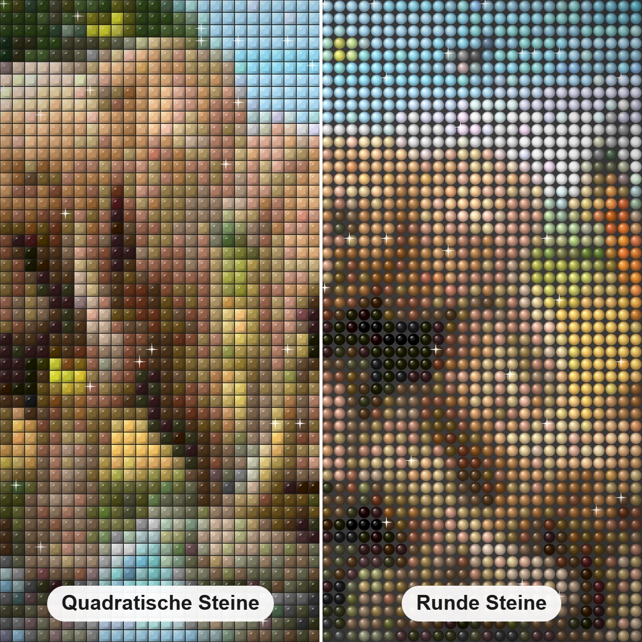 Elefantenbabys spielen am Wasserteich Diamond Painting Nahaufnahme mit quadratischen und runden Steinen