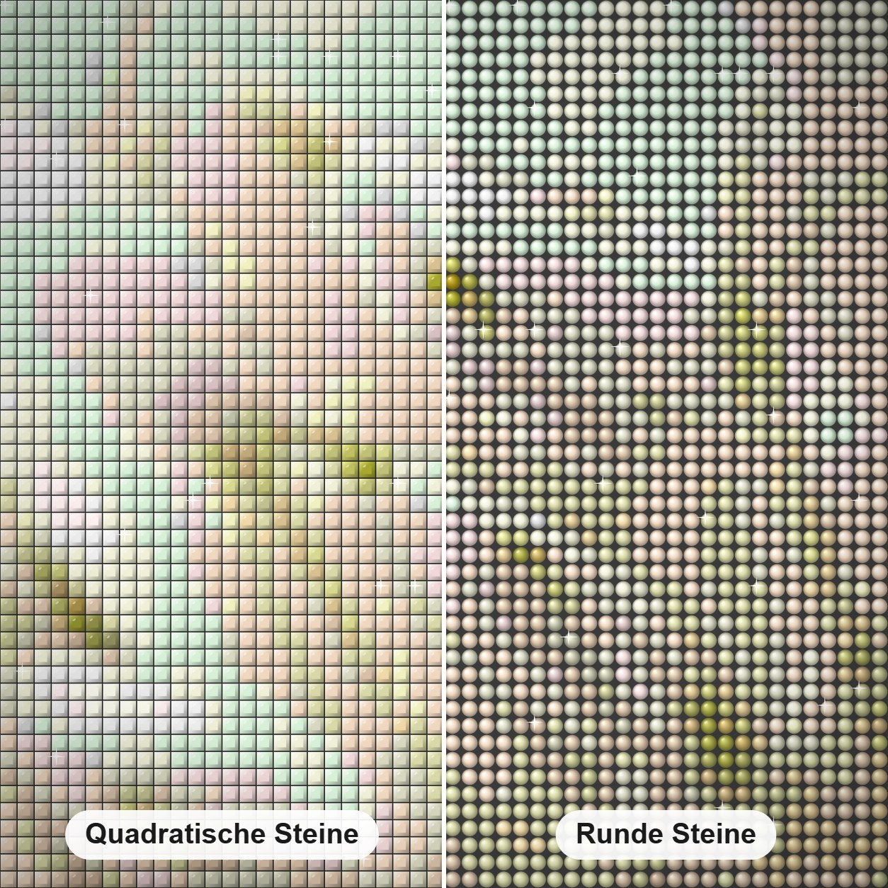 Bezaubernde Sanowdrops - Kunst des Denise Dundon Diamond Painting Nahaufnahme mit quadratischen und runden Steinen