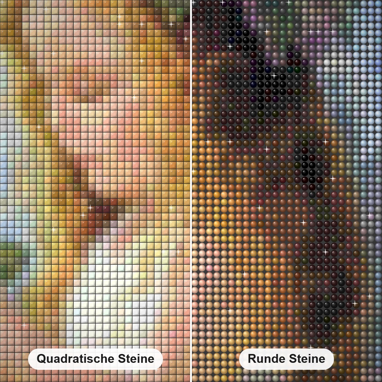 Engel Mädchen mit Blumen Krone Diamond Painting Nahaufnahme mit quadratischen und runden Steinen