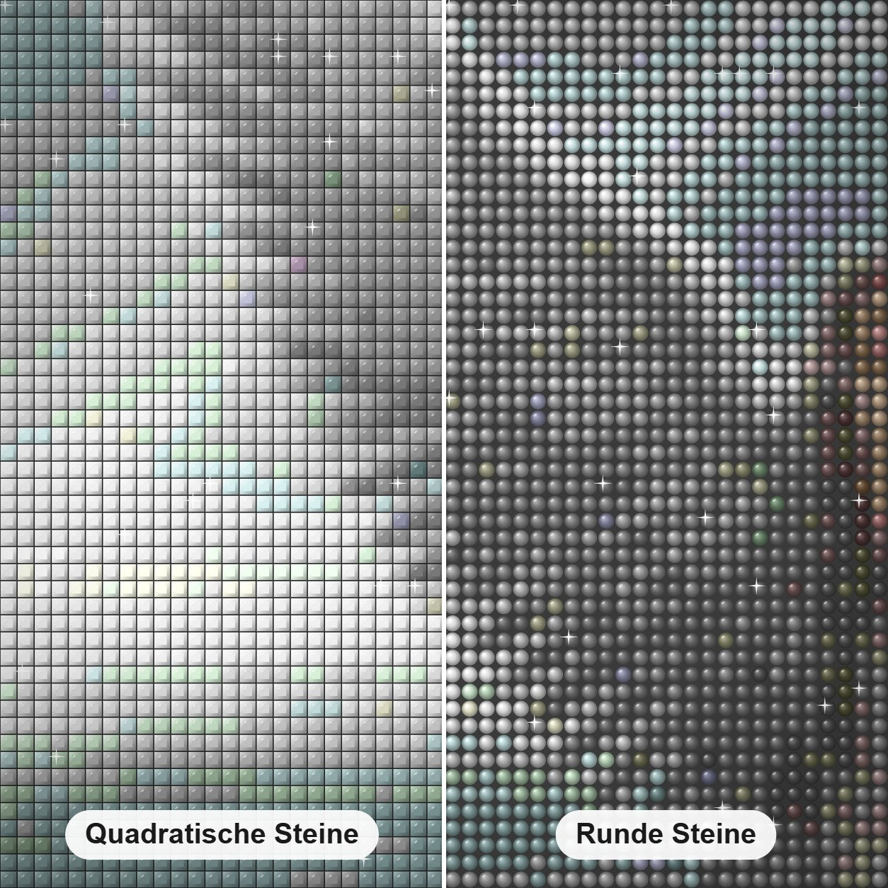 Engel mit schönen Flügeln Diamond Painting Nahaufnahme mit quadratischen und runden Steinen