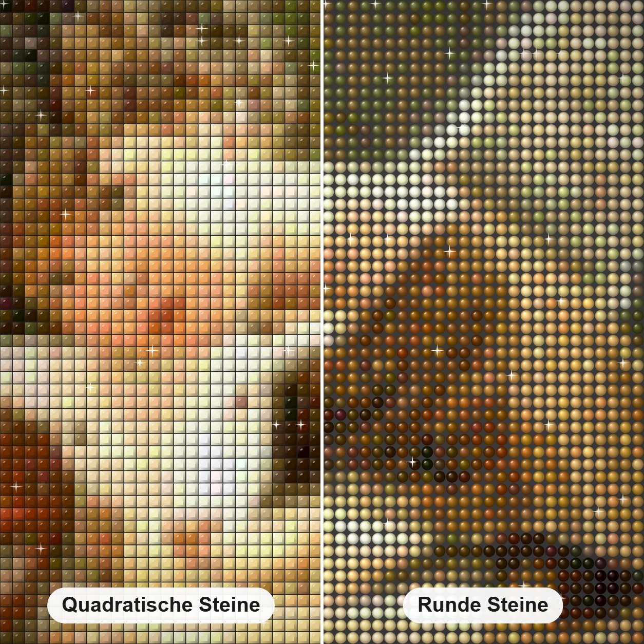 Engelsbaby mit Lamm Diamond Painting Nahaufnahme mit quadratischen und runden Steinen
