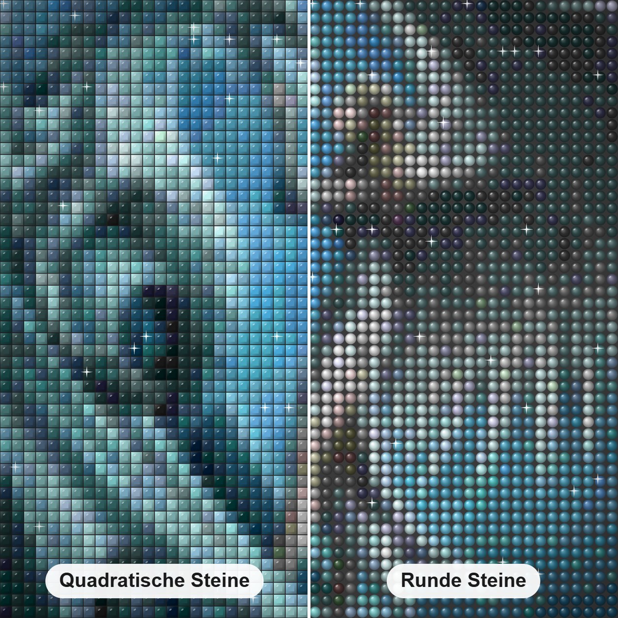 Engelsmädchen & Drache Diamond Painting Nahaufnahme mit quadratischen und runden Steinen