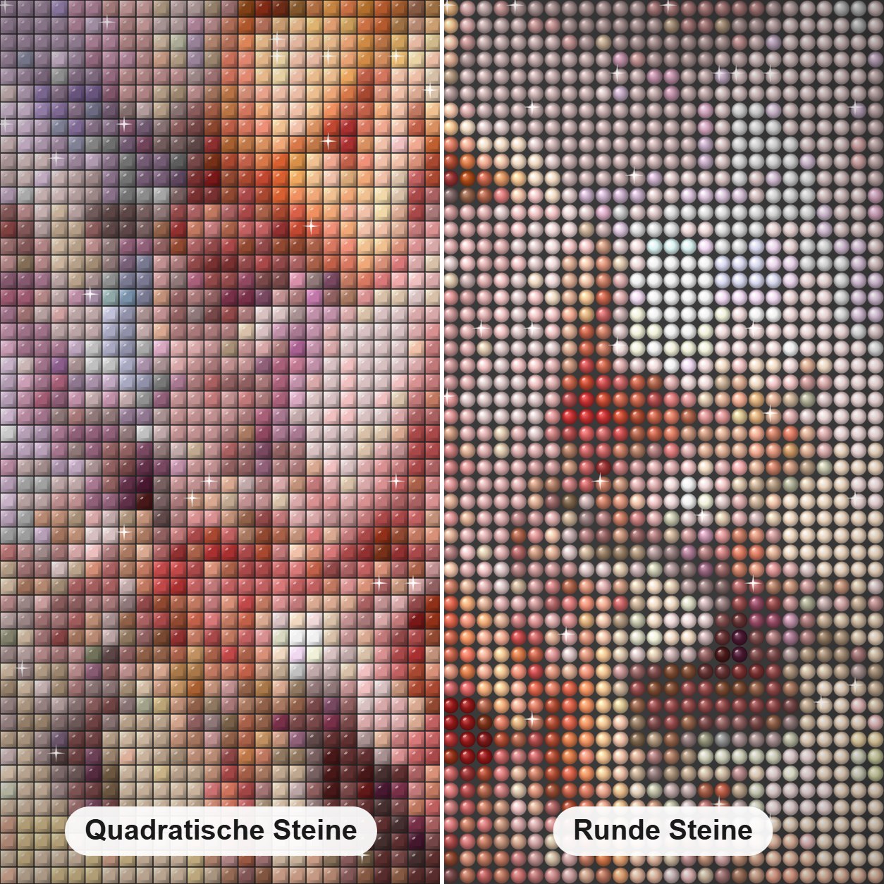 Engelsschönheitsmalerei Diamond Painting Nahaufnahme mit quadratischen und runden Steinen
