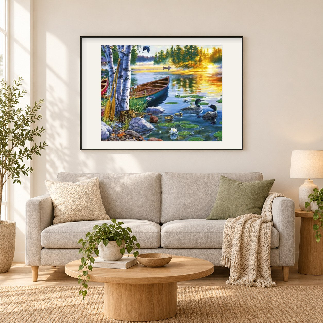 Enten im See als gerahmtes Diamond Painting im Wohnzimmer