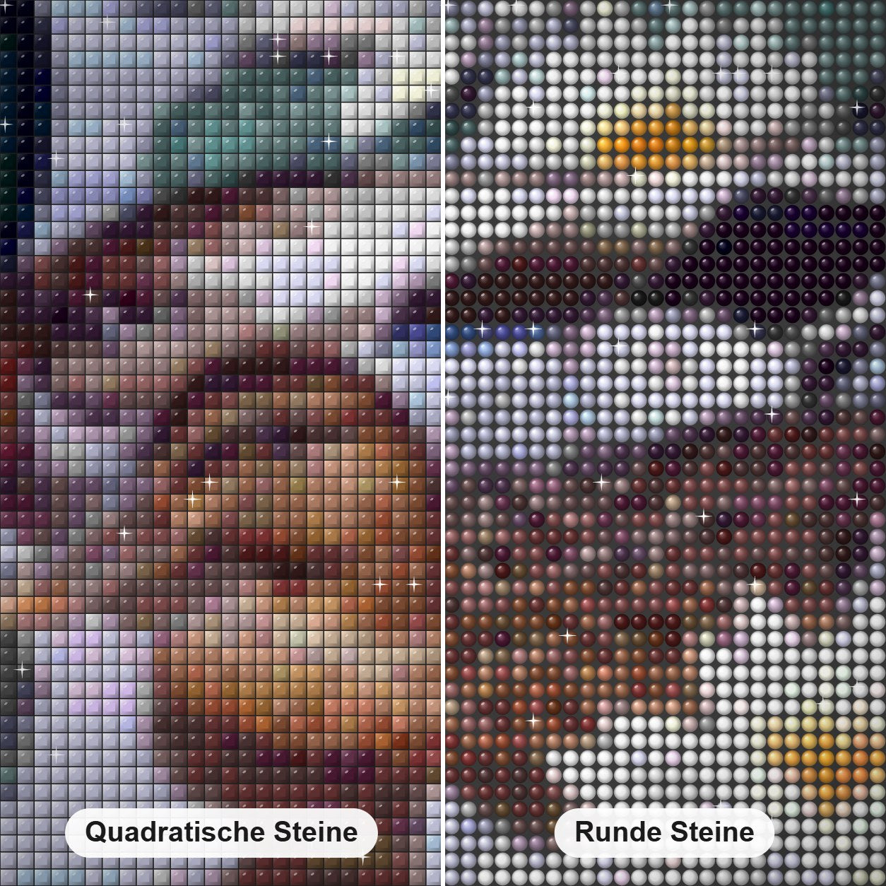 Entenpaar & weißer Lotus Diamond Painting Nahaufnahme mit quadratischen und runden Steinen