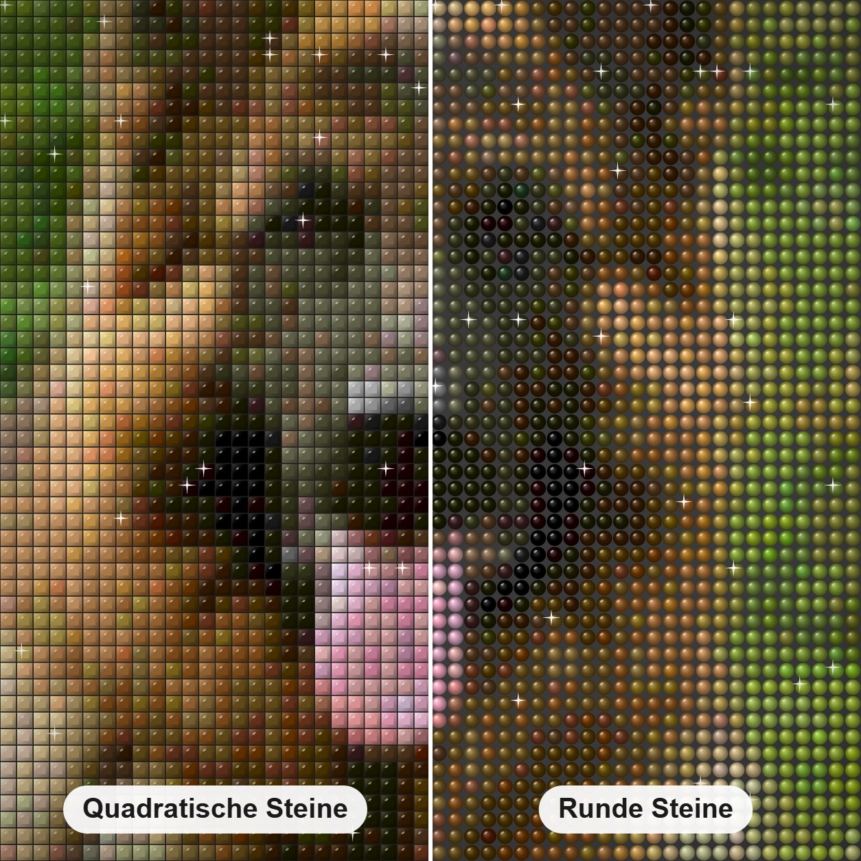 Entzückender deutscher Schäferhund Diamond Painting Nahaufnahme mit quadratischen und runden Steinen