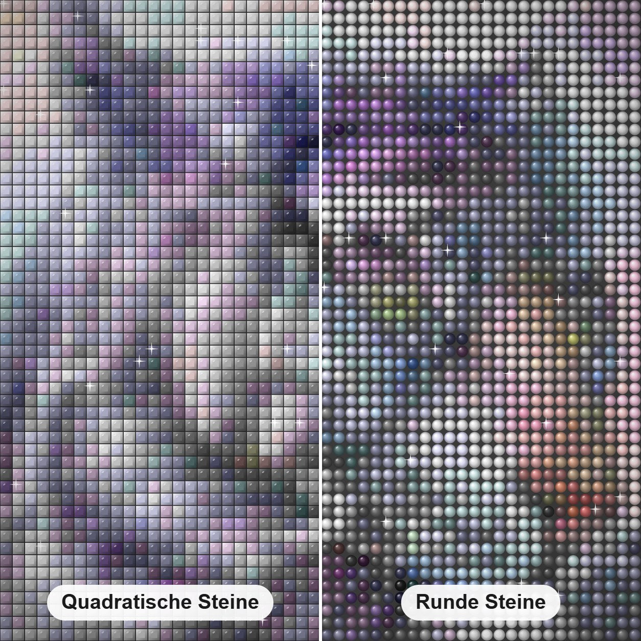 Entzückender Tiger Diamond Painting Nahaufnahme mit quadratischen und runden Steinen