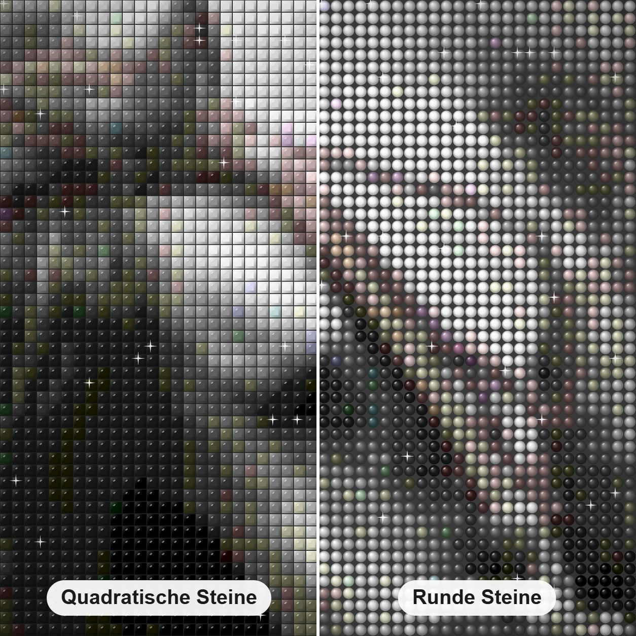 Entzückendes Pferd Diamond Painting Nahaufnahme mit quadratischen und runden Steinen