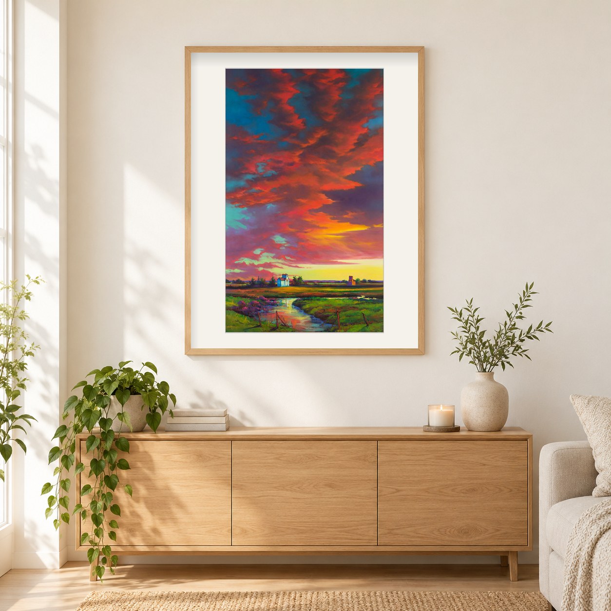 Epilog - Kunst des Jonn Einerssen als gerahmtes Diamond Painting im Wohnzimmer
