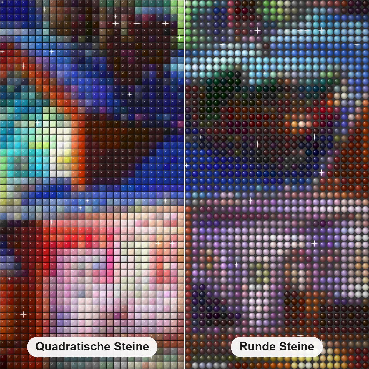 Erstaunlich schönes Weihnachtshaus Diamond Painting Nahaufnahme mit quadratischen und runden Steinen