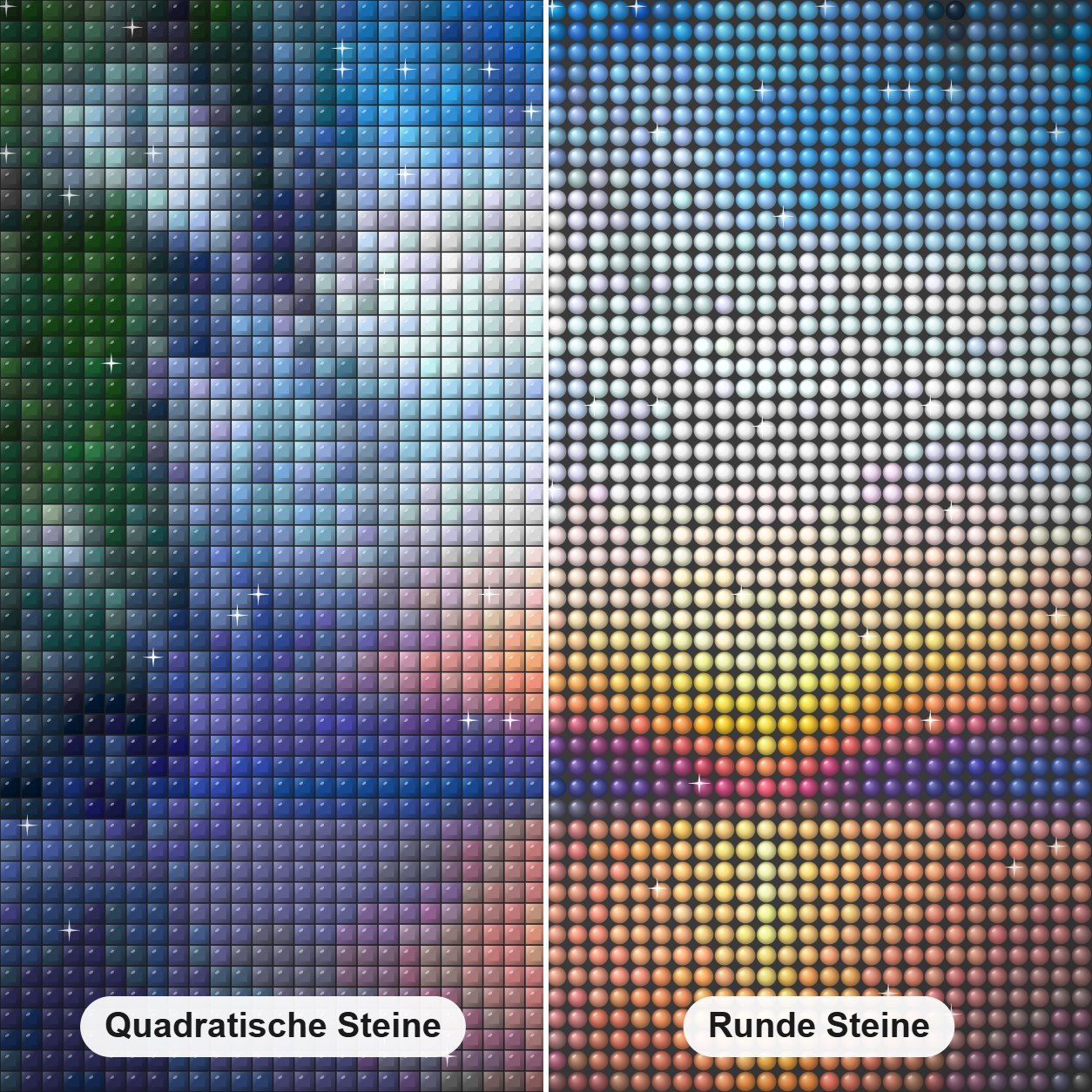 Erstaunliche Aussicht auf den Sonnenuntergang Diamond Painting Nahaufnahme mit quadratischen und runden Steinen