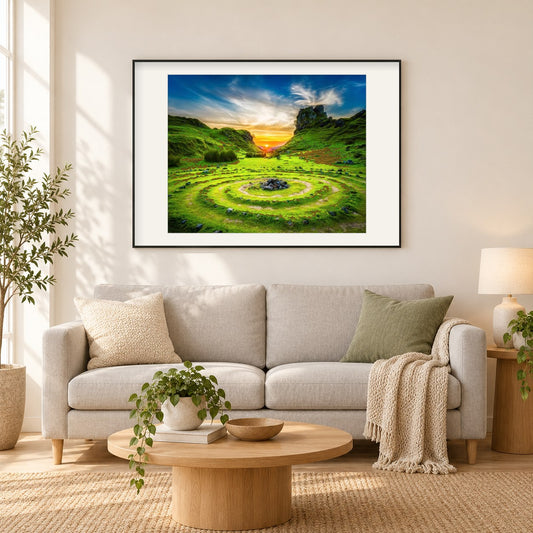 Erstaunliche Bergstation als gerahmtes Diamond Painting im Wohnzimmer