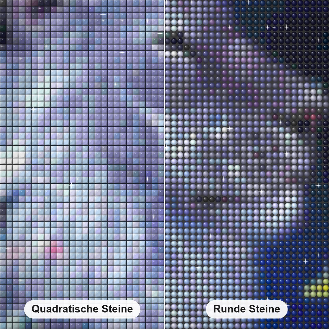 Erstaunliche Löwen- und Fischkunst Diamond Painting Nahaufnahme mit quadratischen und runden Steinen