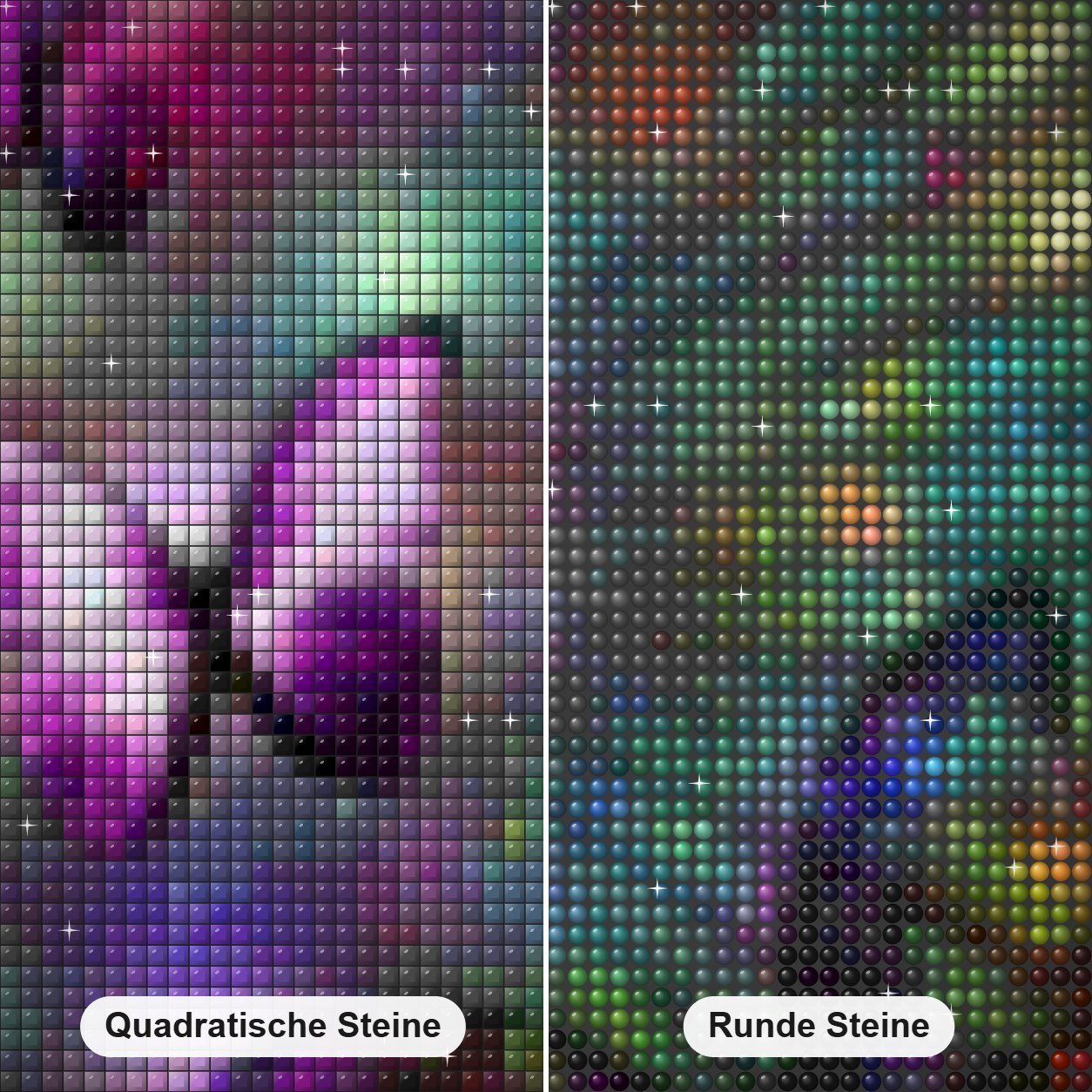 Erstaunliche Schmetterlinge Diamond Painting Nahaufnahme mit quadratischen und runden Steinen