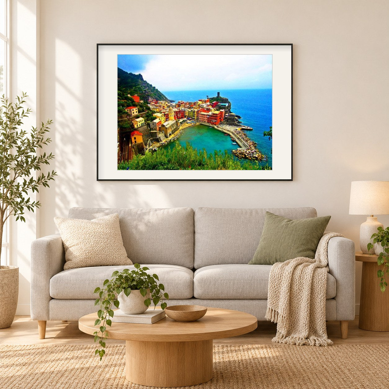 Erstaunlicher Touristenort in Europa als gerahmtes Diamond Painting im Wohnzimmer