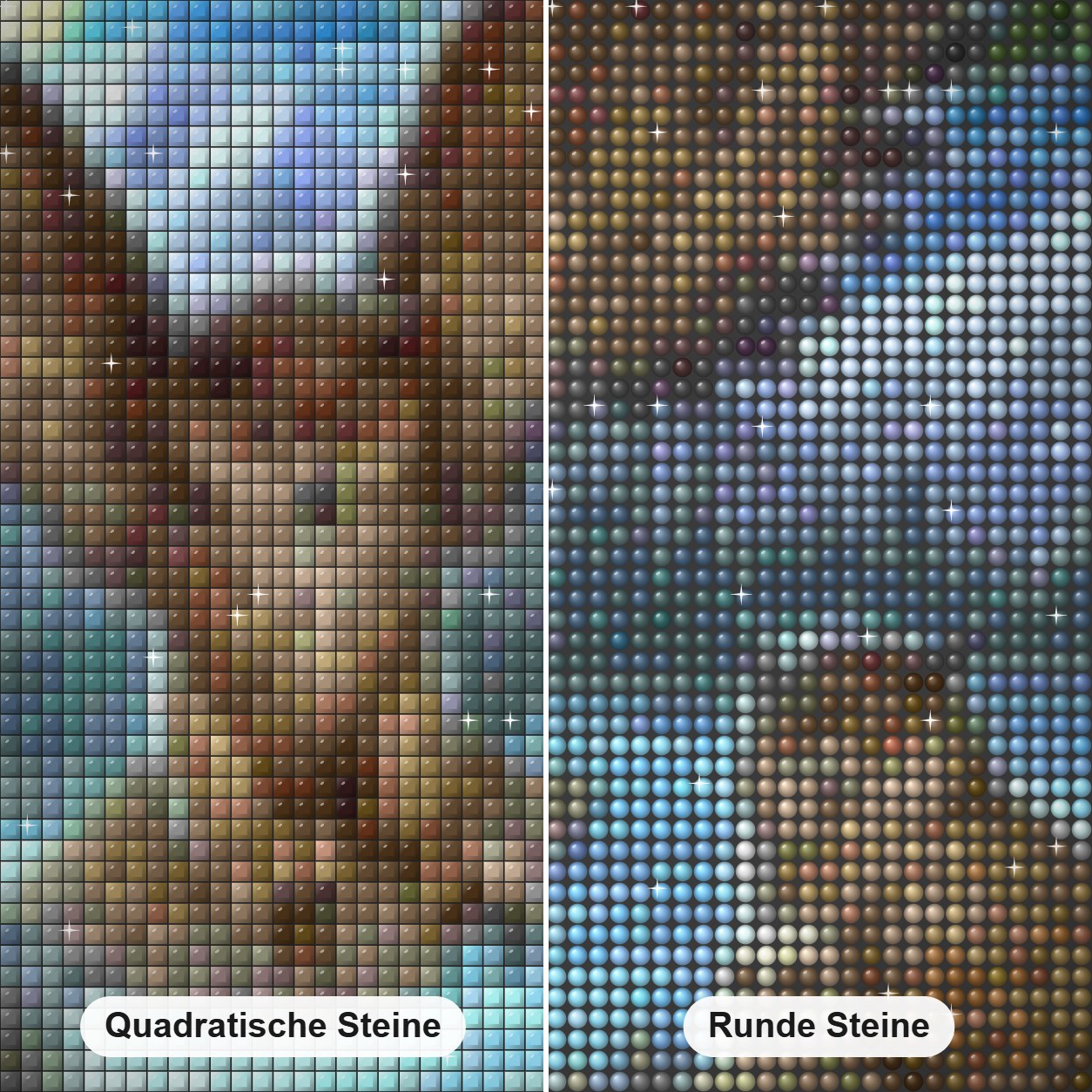 Eule flieg zurück zum Nest Diamond Painting Nahaufnahme mit quadratischen und runden Steinen