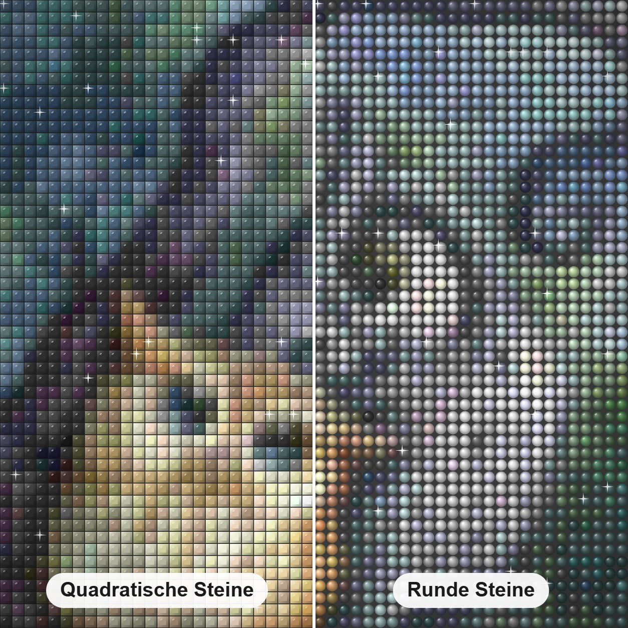 Eulen verliebt Diamond Painting Nahaufnahme mit quadratischen und runden Steinen