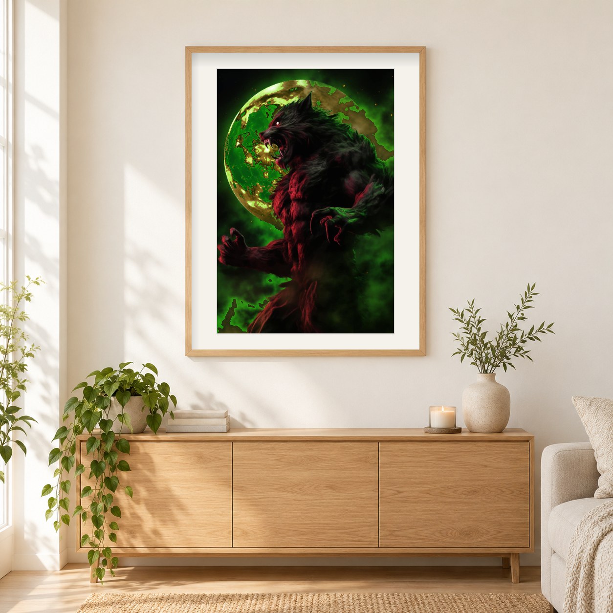 Evil WareWolf - Gemälde von Diamond als gerahmtes Diamond Painting im Wohnzimmer