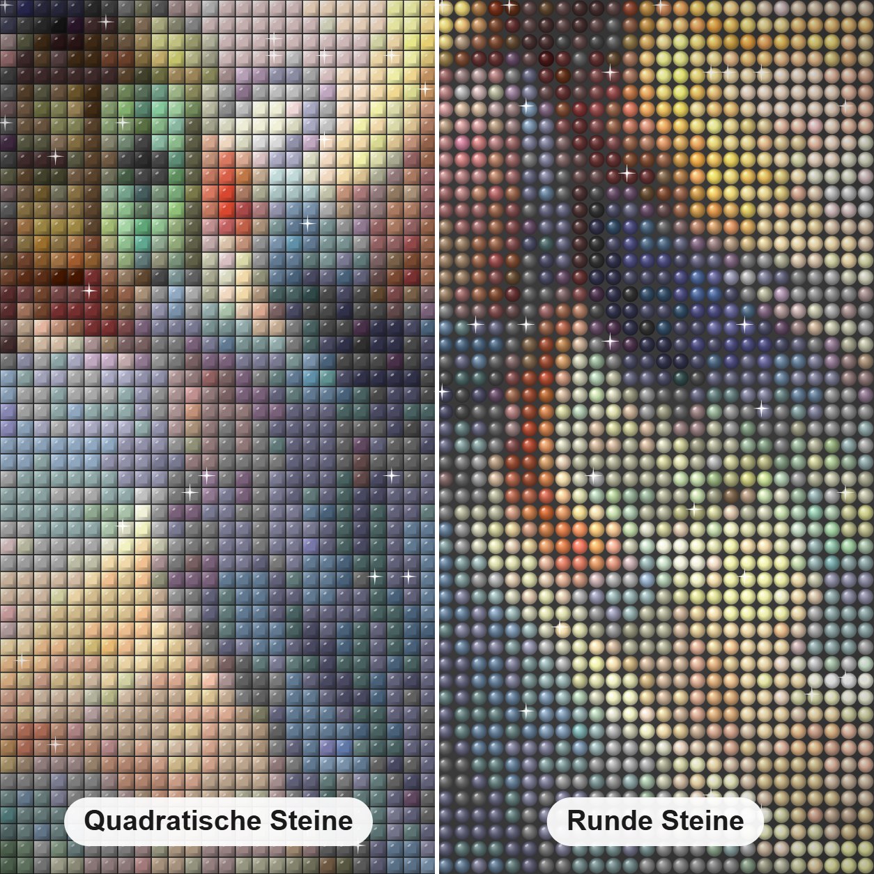 Fantasy Fee und Drache Diamond Painting Nahaufnahme mit quadratischen und runden Steinen