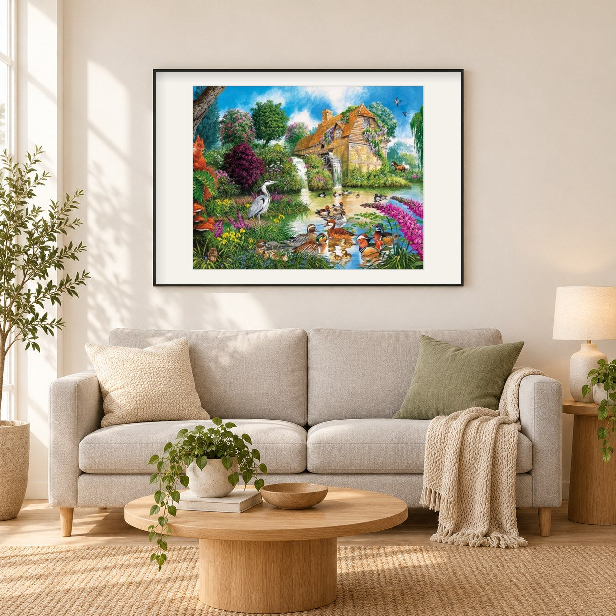Fauna und Flora als gerahmtes Diamond Painting im Wohnzimmer