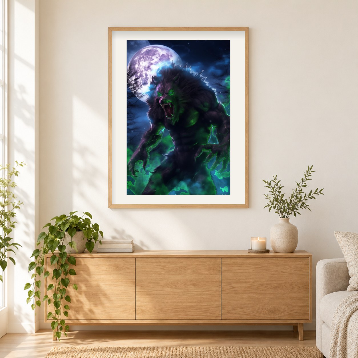 Fürchte dich weniger, lebe mehr als gerahmtes Diamond Painting im Wohnzimmer