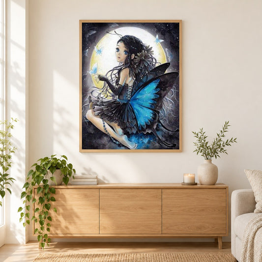 Fee als gerahmtes Diamond Painting im Wohnzimmer