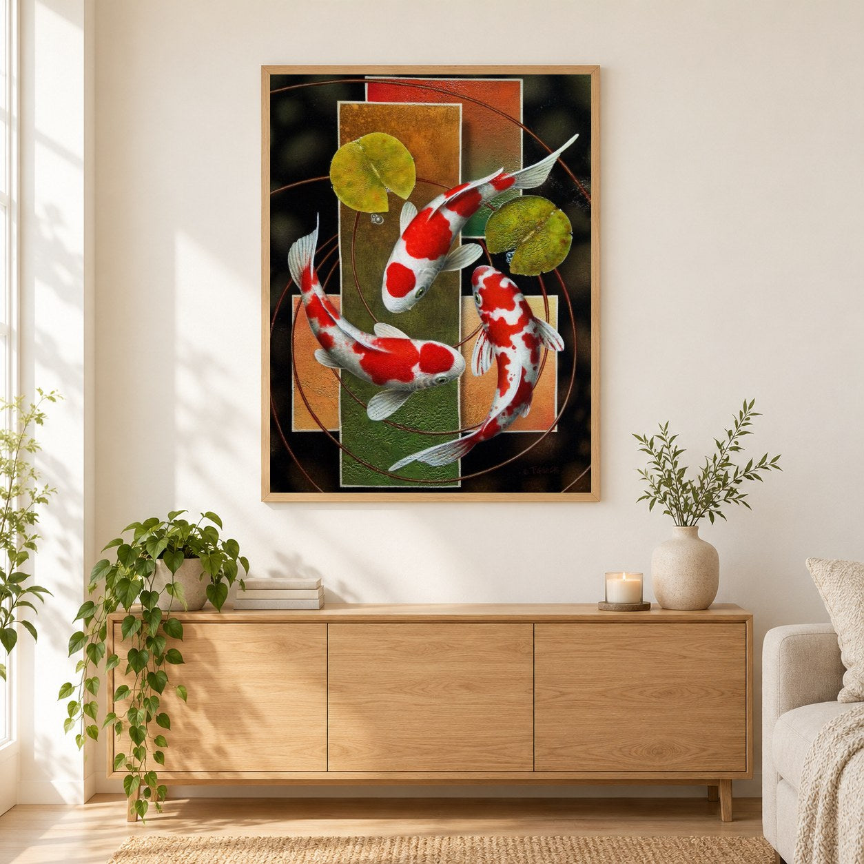 FIGMENTE - Kunst des Terry Gilecki als gerahmtes Diamond Painting im Wohnzimmer