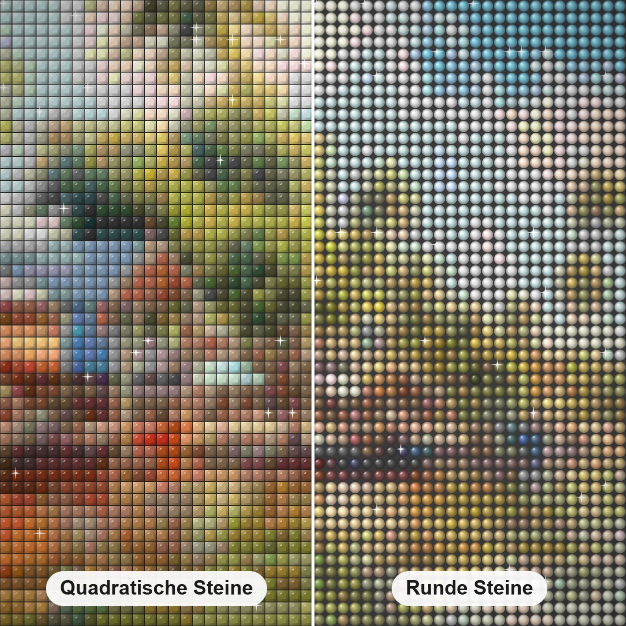 Fischerdorf in Malaysia Diamond Painting Nahaufnahme mit quadratischen und runden Steinen