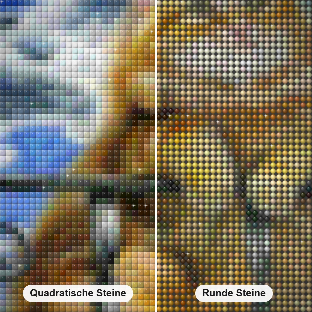 Flauschige braune Katze Diamond Painting Nahaufnahme mit quadratischen und runden Steinen