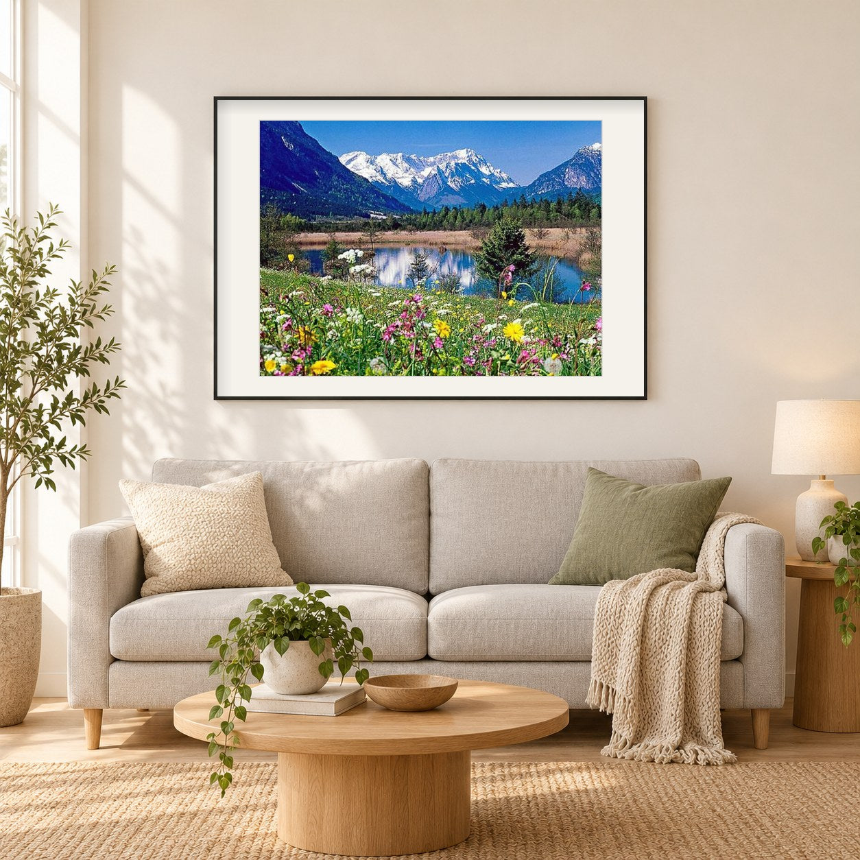 Fluss Loisach als gerahmtes Diamond Painting im Wohnzimmer