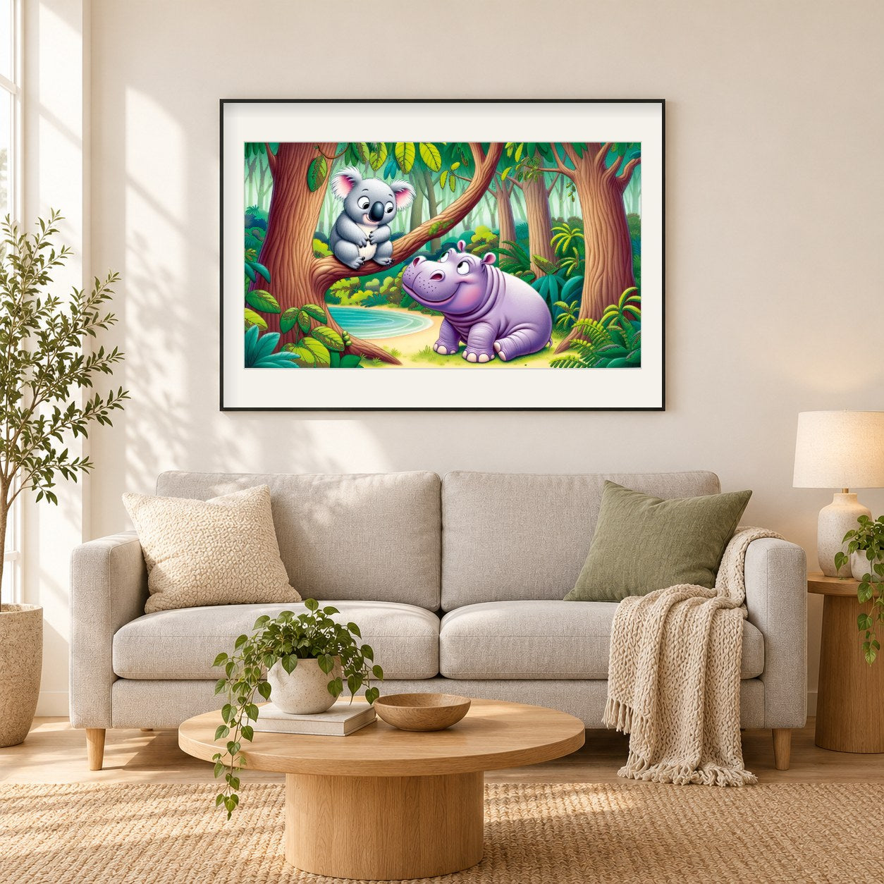 Freiheit der Wildtiere als gerahmtes Diamond Painting im Wohnzimmer