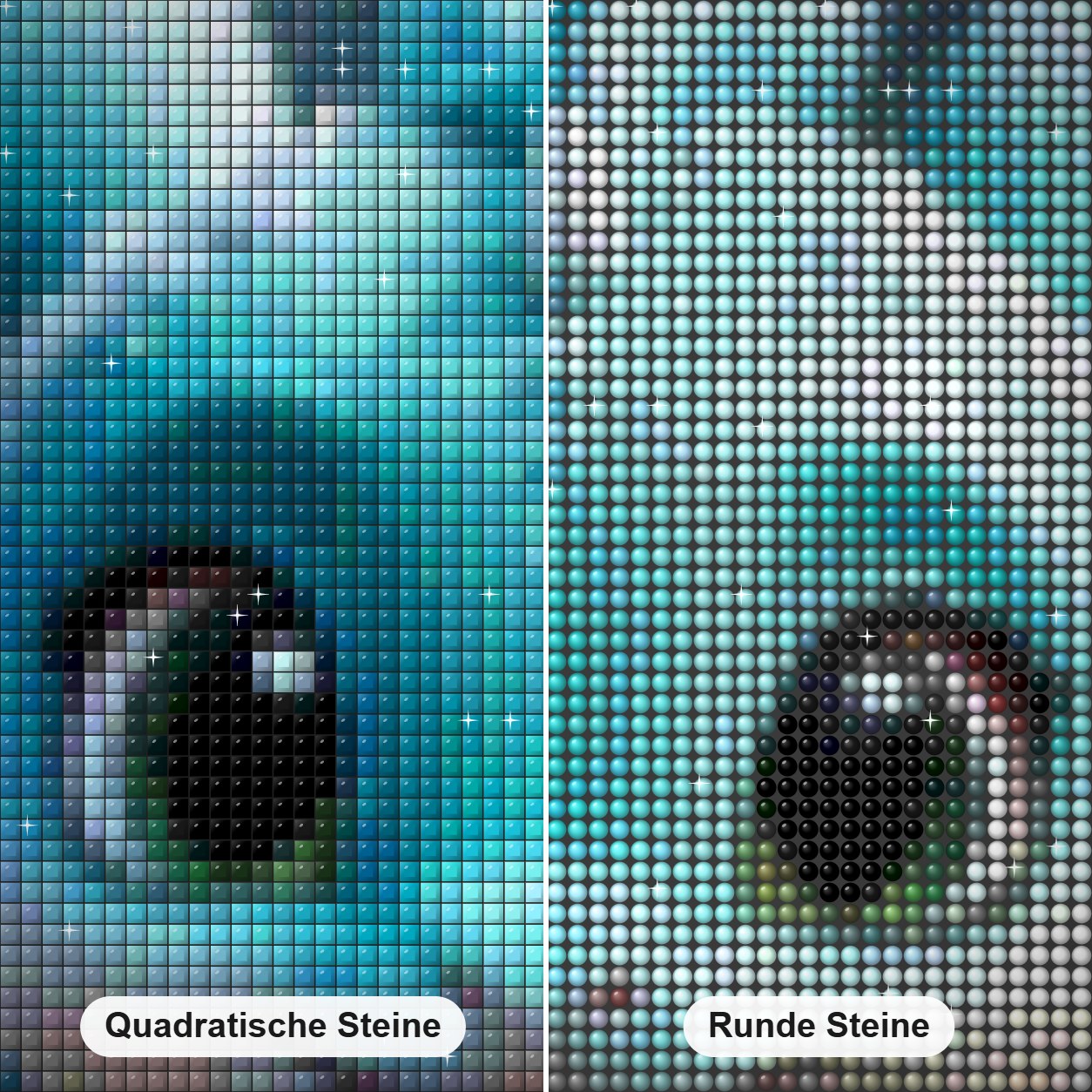 Frozen Fantasy Bezaubernder eisblauer Drache Diamond Painting Nahaufnahme mit quadratischen und runden Steinen