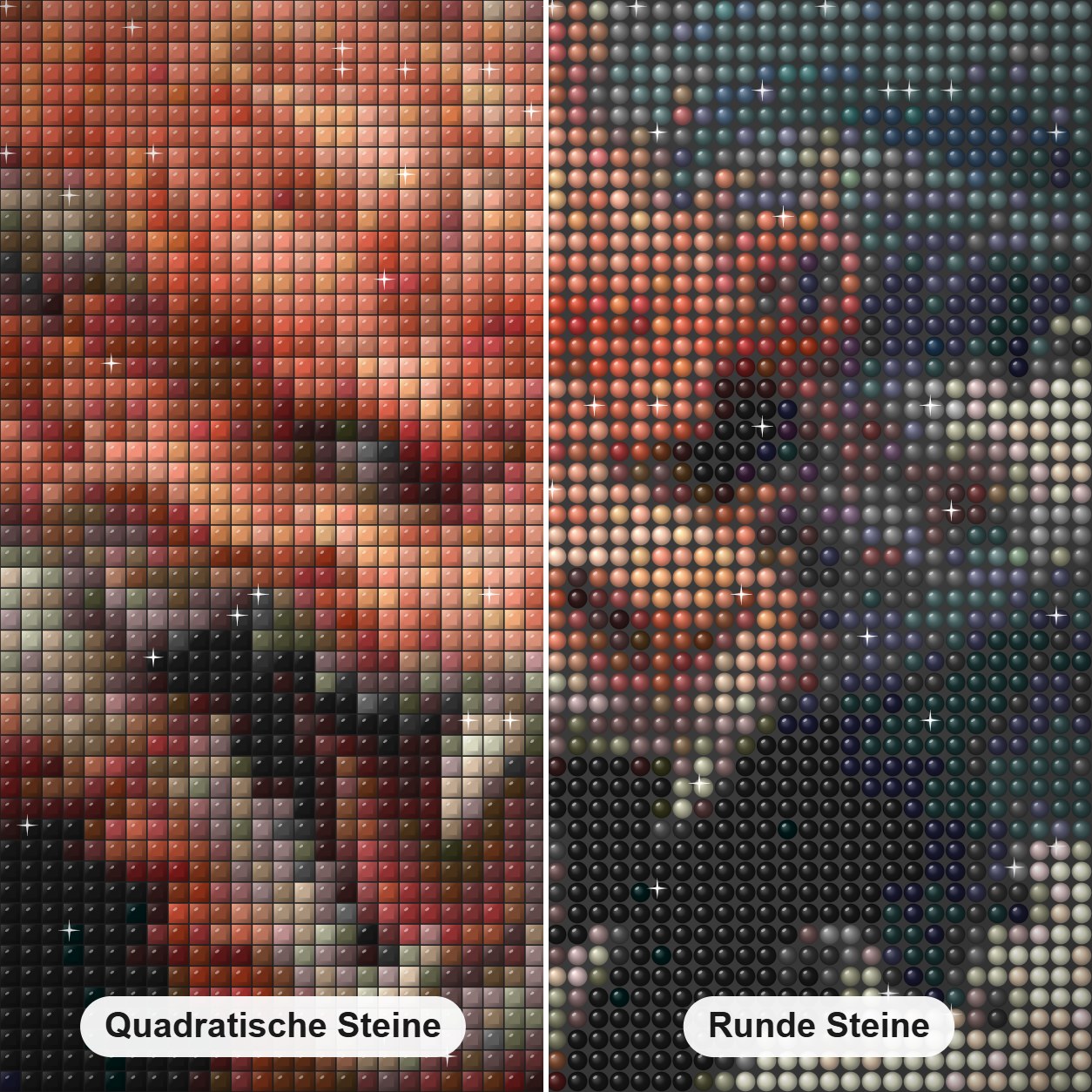Wütender Drache Diamond Painting Nahaufnahme mit quadratischen und runden Steinen