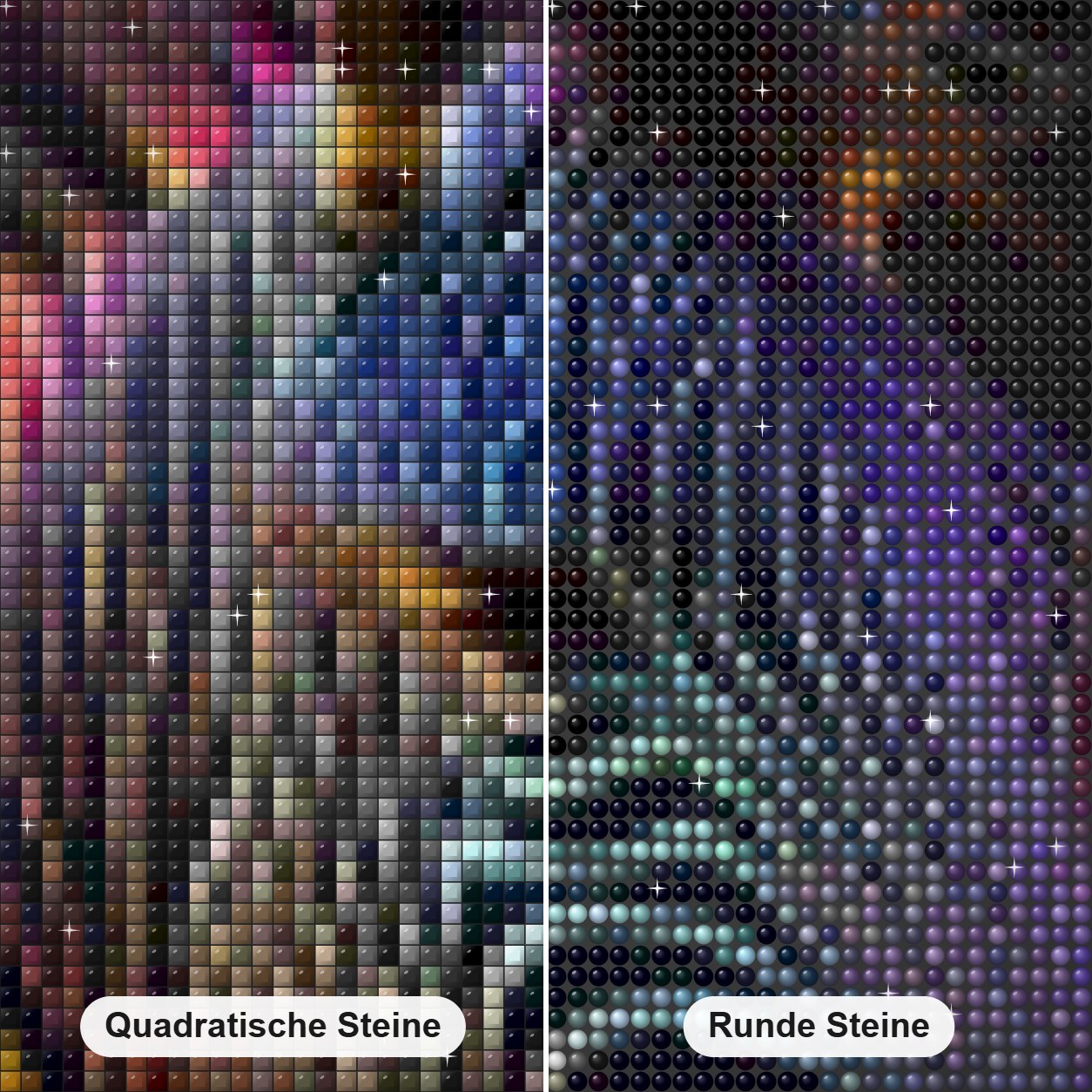 Futuristische Aura des Neonzebras Diamond Painting Nahaufnahme mit quadratischen und runden Steinen