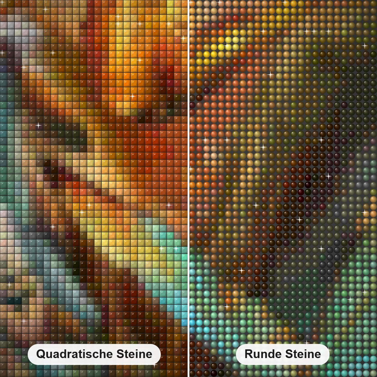 Geist des Schmetterlings Diamond Painting Nahaufnahme mit quadratischen und runden Steinen
