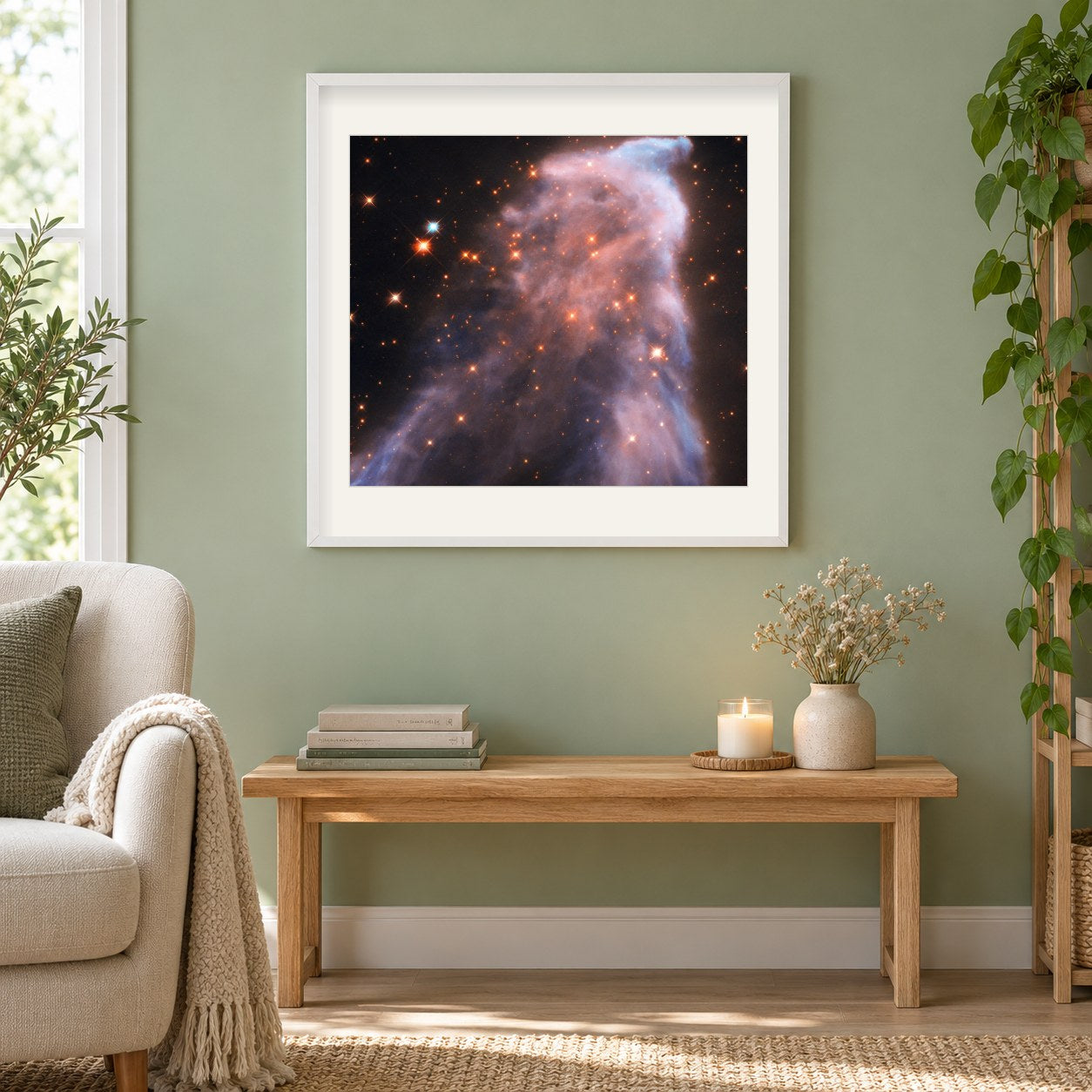 Geist von Cassiopeia als gerahmtes Diamond Painting im Wohnzimmer